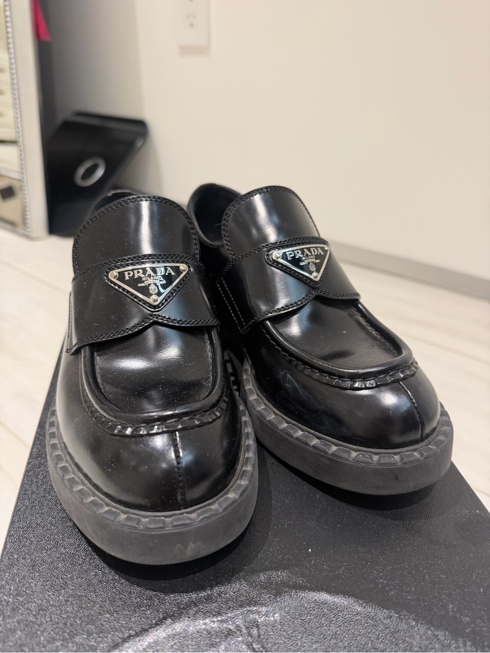Prada Black Patent Leather Loafers
